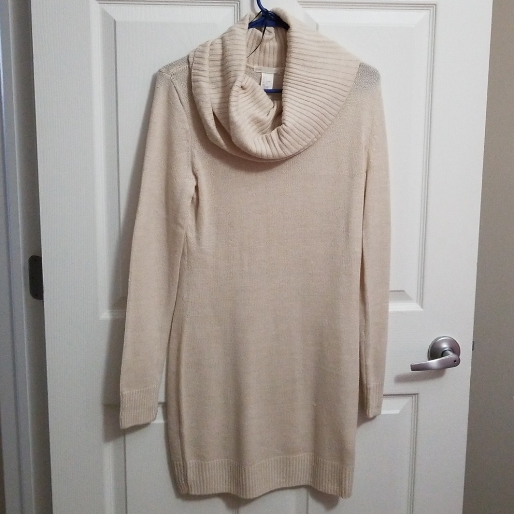 Cowl neck sweater dress